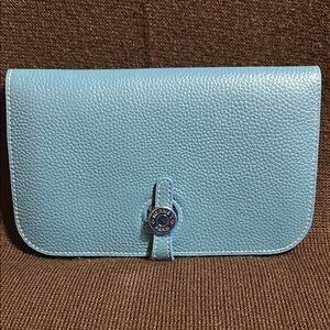Light Baby Blue Leather Fashion Clutch